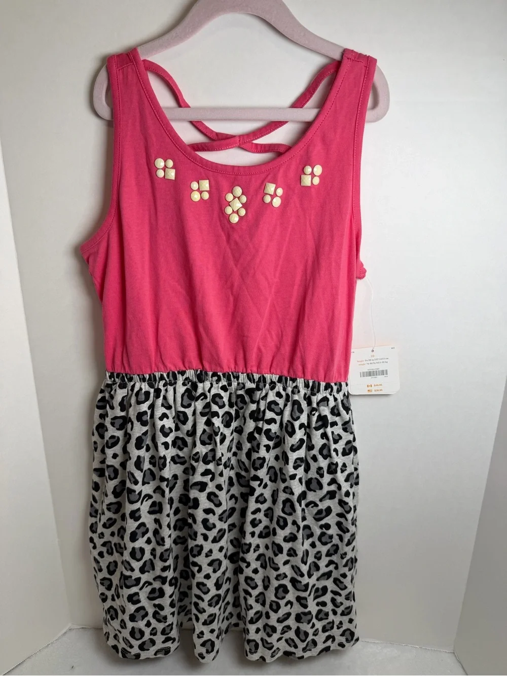 Gymboree Pink Tank Top with Leopard Print Skirt Dress Size 10